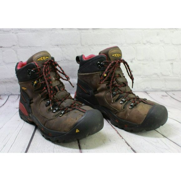 Keen Brown Leather Lace Up Waterproof Steel Toe Hiking Boots Size 12 EE - Picture 3 of 9